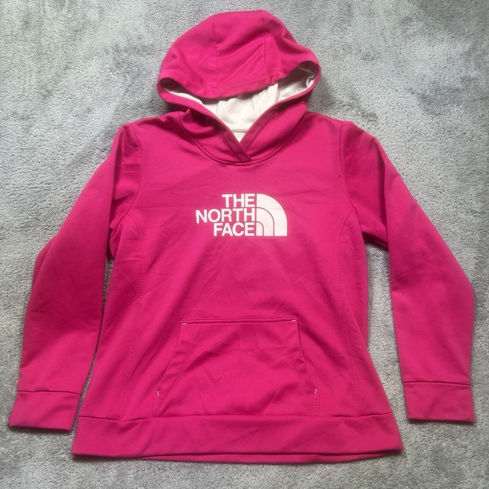 The North Face Half Dome Hoodie Women's XL Pink White Hooded Sweatshirt Outdoor